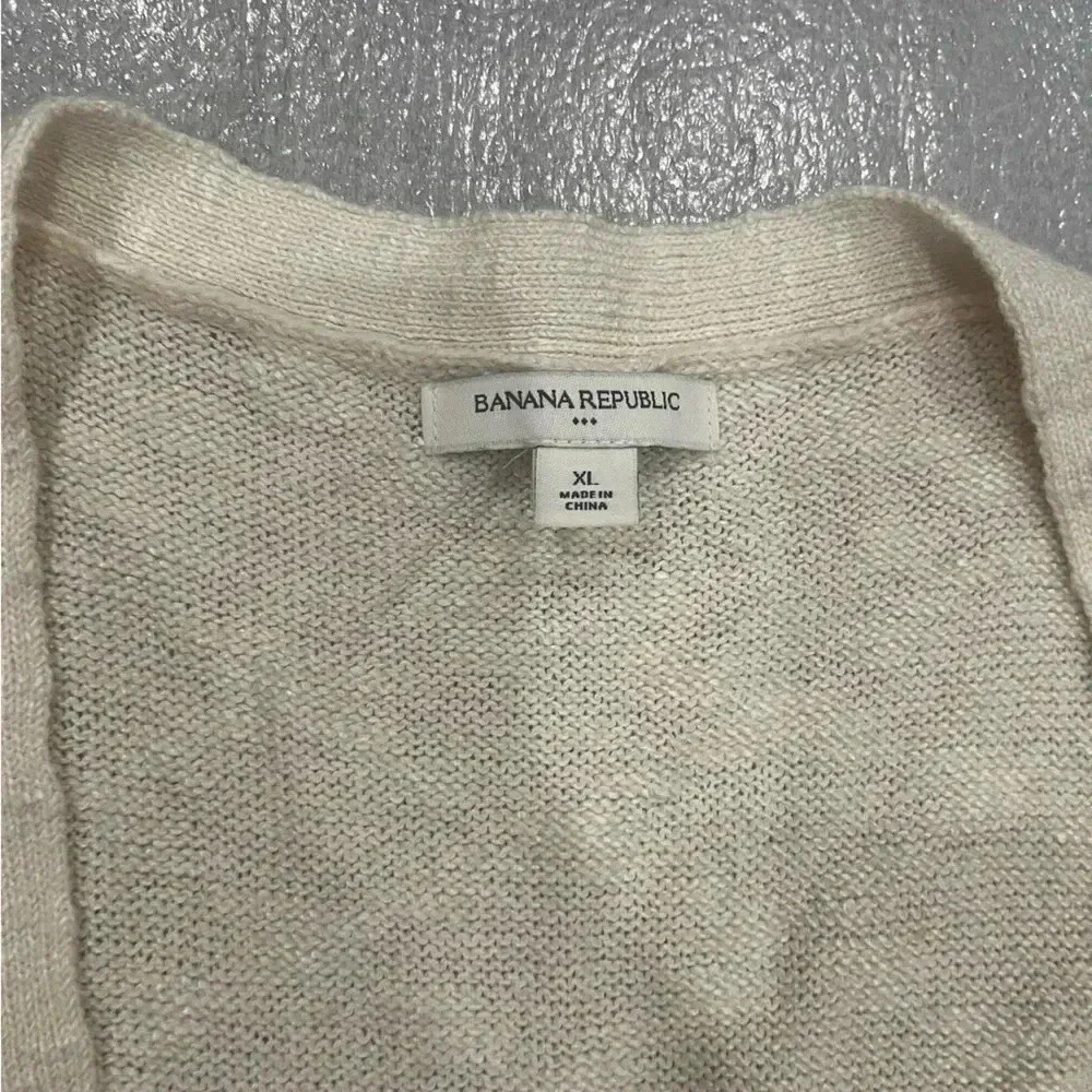 [XL]Banana Republic Linen Blend Short  Sleeve cardigan sweater pockets - Picture 2 of 5